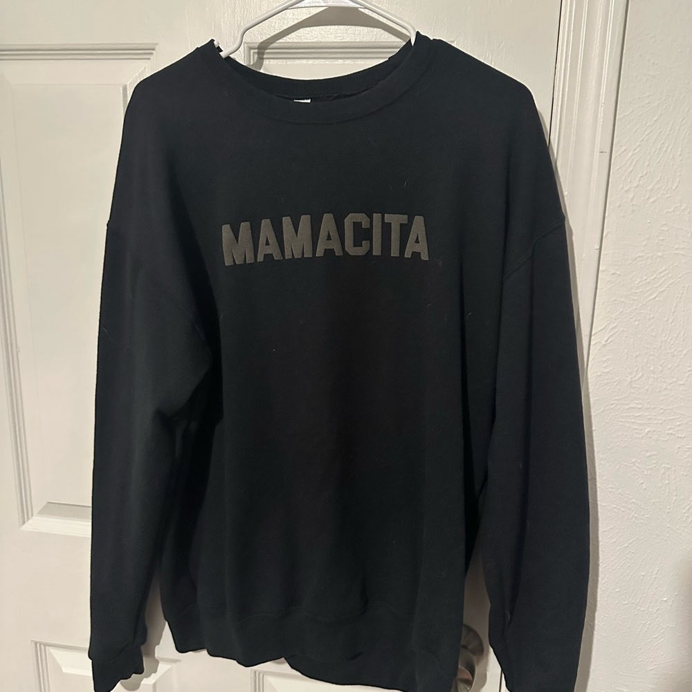Jerzees Black 'Mamacita' Crewneck Sweater